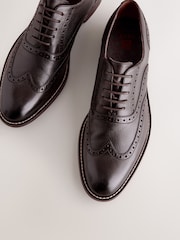 Brown Leather Wing Cap Brogue Shoes - Image 5 of 6