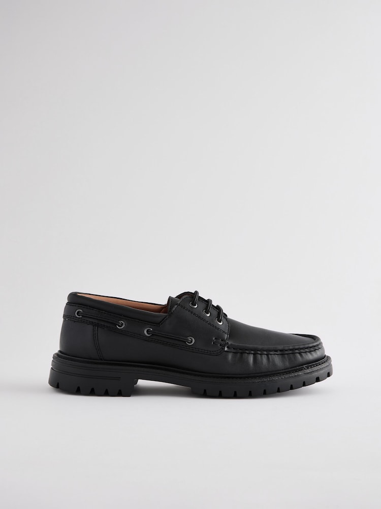 Black Chunky Boat Shoes - Image 3 of 6
