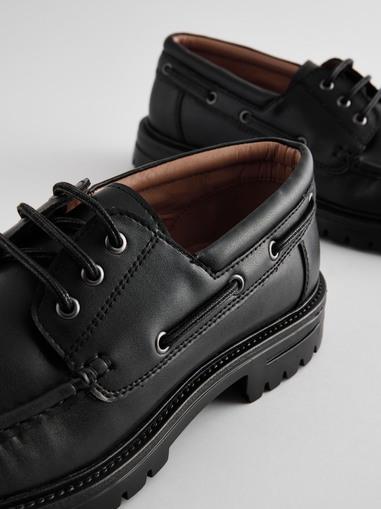 Black Chunky Boat Shoes - Image 4 of 6