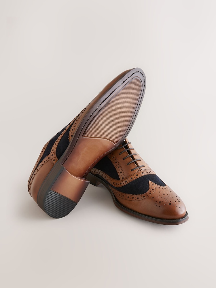 Tan Brown Heritage Brogue Shoes - Image 3 of 5