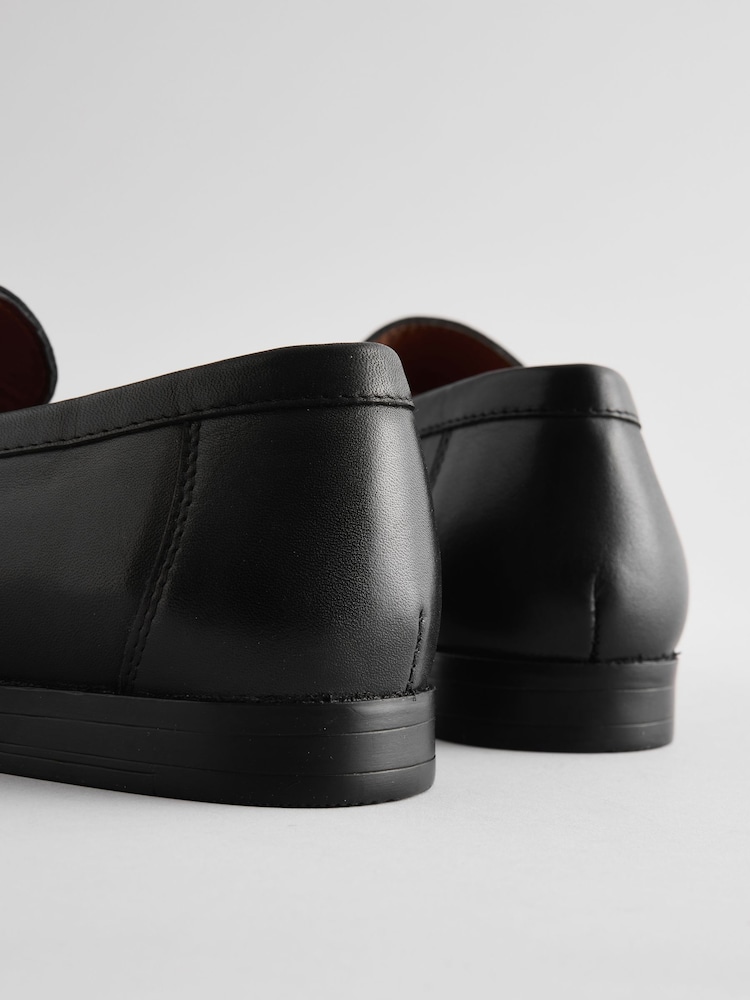 Black Leather Embossed Tassel Loafers - Image 6 of 6