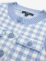 Blue Gingham Crew Neck Knitted Pattern Tank With Pockets - Image 7 of 8