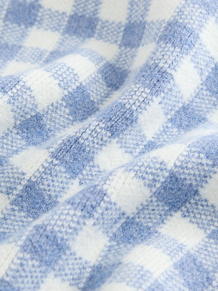 Blue Gingham Crew Neck Knitted Pattern Tank With Pockets - Image 8 of 8