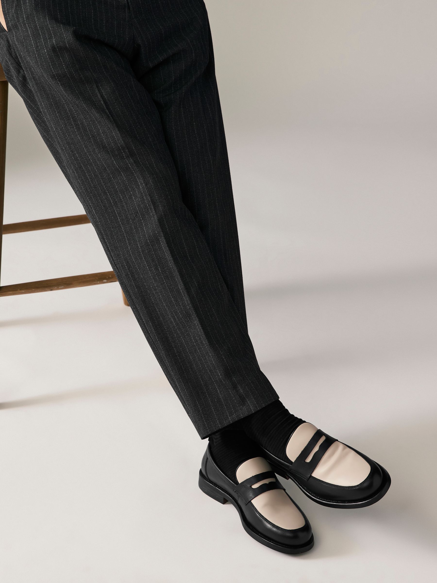 Buy Black and White Penny Loafers from Next USA
