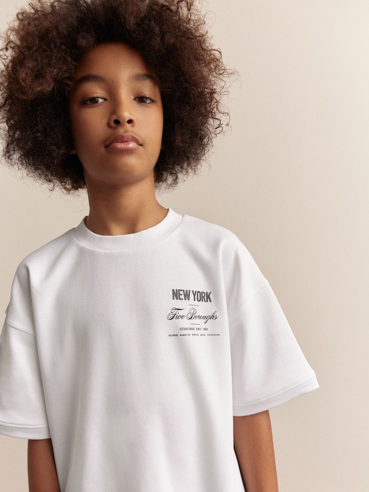 Blanc/Noir - Ensemble t-shirt et jogging à manches courtes (3-16ans) - Image 4 of 9