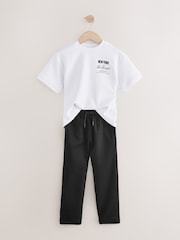 White/Black Short Sleeve T-Shirt and Joggers Set (3-16yrs) - Image 6 of 9
