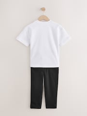 White/Black Short Sleeve T-Shirt and Joggers Set (3-16yrs) - Image 7 of 9