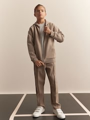 kameno siva - elegantna kapucar z zadrgo; jopa/pulover s kapuco and lahke hlače za prosti čas set (3-16yrs) - Slika 1 iz 9