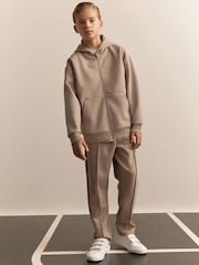 kameno siva - elegantna kapucar z zadrgo; jopa/pulover s kapuco and lahke hlače za prosti čas set (3-16yrs) - Slika 3 iz 9