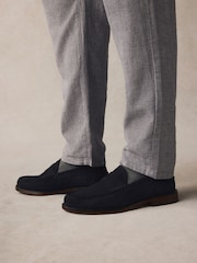 Navy Standard Fit Suede Penny Loafers - Image 1 of 6