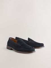 Navy Standard Fit Suede Penny Loafers - Image 2 of 6