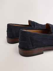 Navy Standard Fit Suede Penny Loafers - Image 4 of 6