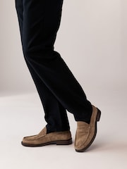 Stone Standard Fit Suede Penny Loafers - Image 1 of 7