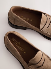 Stone Standard Fit Suede Penny Loafers - Image 6 of 7