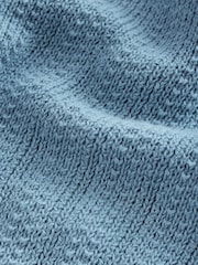 Azul - Suéter de algodón 100 % y corte estándar con diseño texturizado a rayas con botones - Imagen 8 de 8