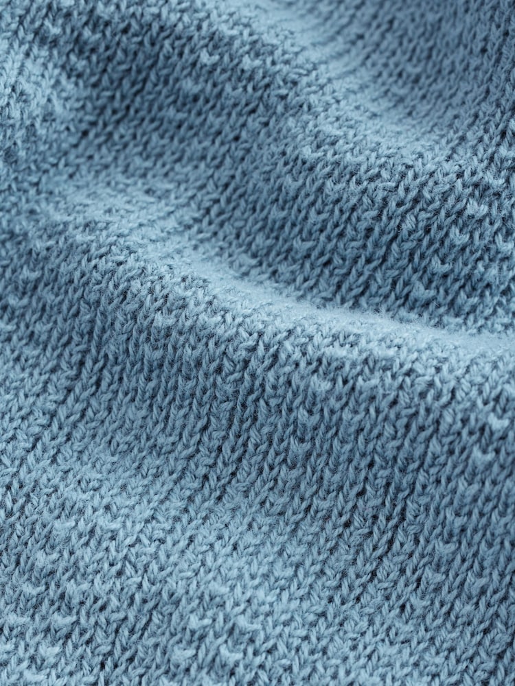 Azul - Suéter de algodón 100 % y corte estándar con diseño texturizado a rayas con botones - Imagen 8 de 8