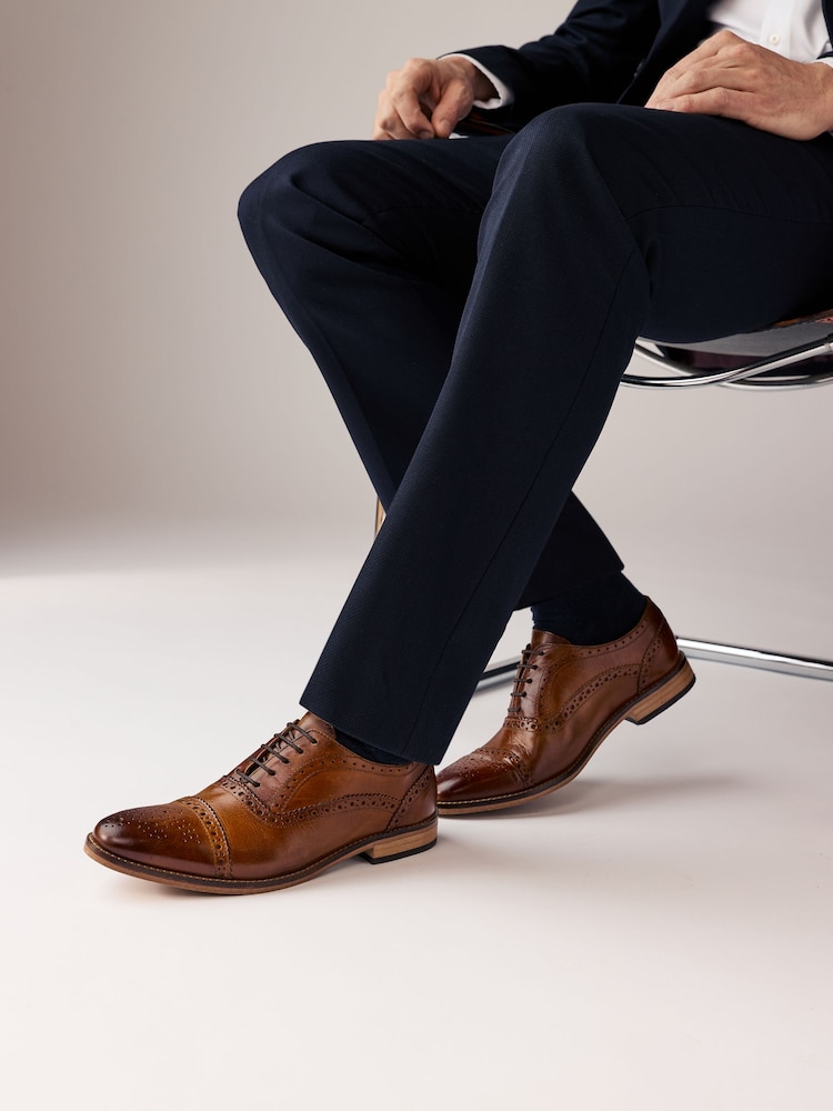 Tan Brown Leather Oxford Toecap Brogues Shoes - Image 1 of 6