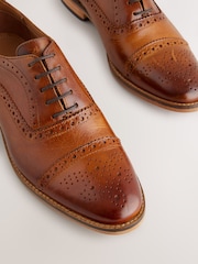 Tan Brown Leather Oxford Toecap Brogues Shoes - Image 4 of 6