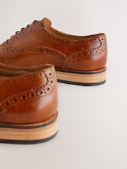 Tan Brown Leather Oxford Toecap Brogues Shoes - Image 5 of 6