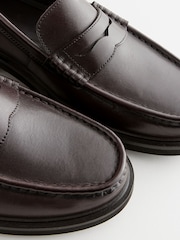 חום - Leather Cleated Sole Penny Loafers - תמונה 4 מתוך 6