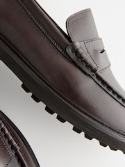 חום - Leather Cleated Sole Penny Loafers - תמונה 5 מתוך 6