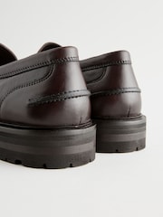 חום - Leather Cleated Sole Penny Loafers - תמונה 6 מתוך 6