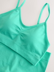 Teal Blue Seamfree Crop Tops And Shorts 2 Pack Set (7-16yrs) - Image 3 of 5