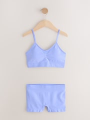 Purple Seamfree Crop Tops And Shorts 2 Pack Set (7-16yrs) - Image 1 of 5