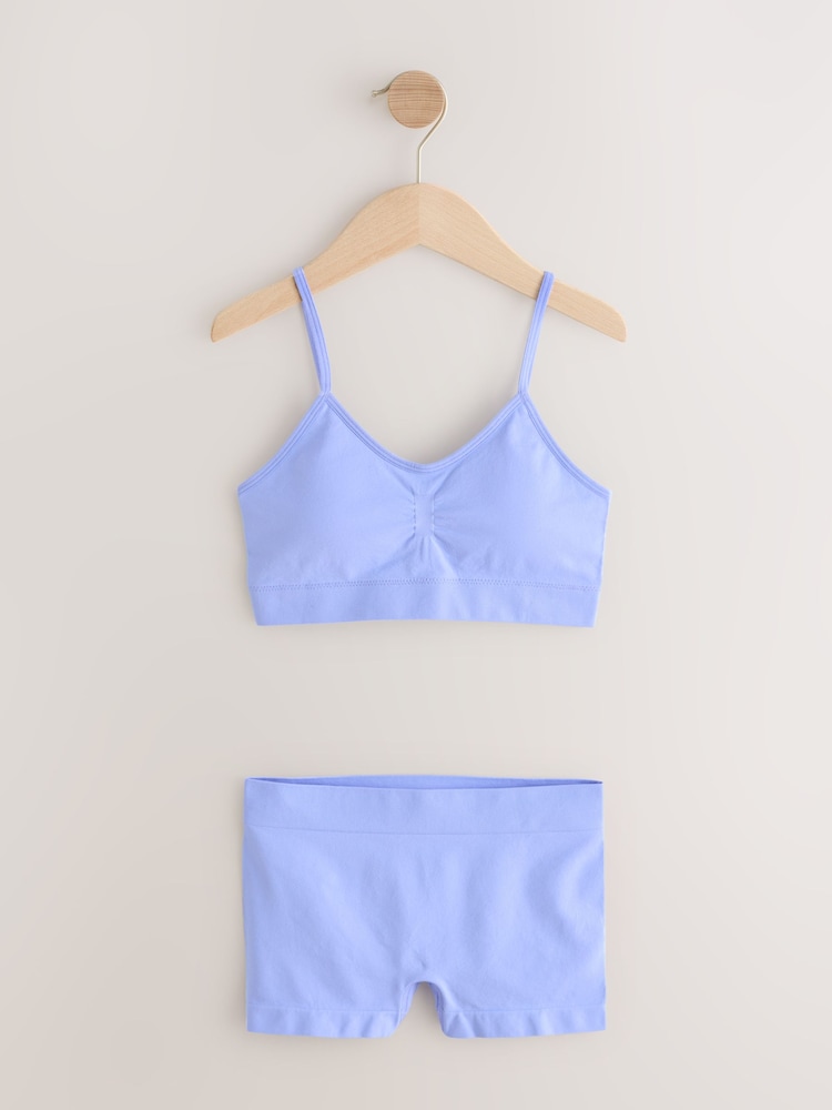 Purple Seamfree Crop Tops And Shorts 2 Pack Set (7-16yrs) - Image 1 of 5