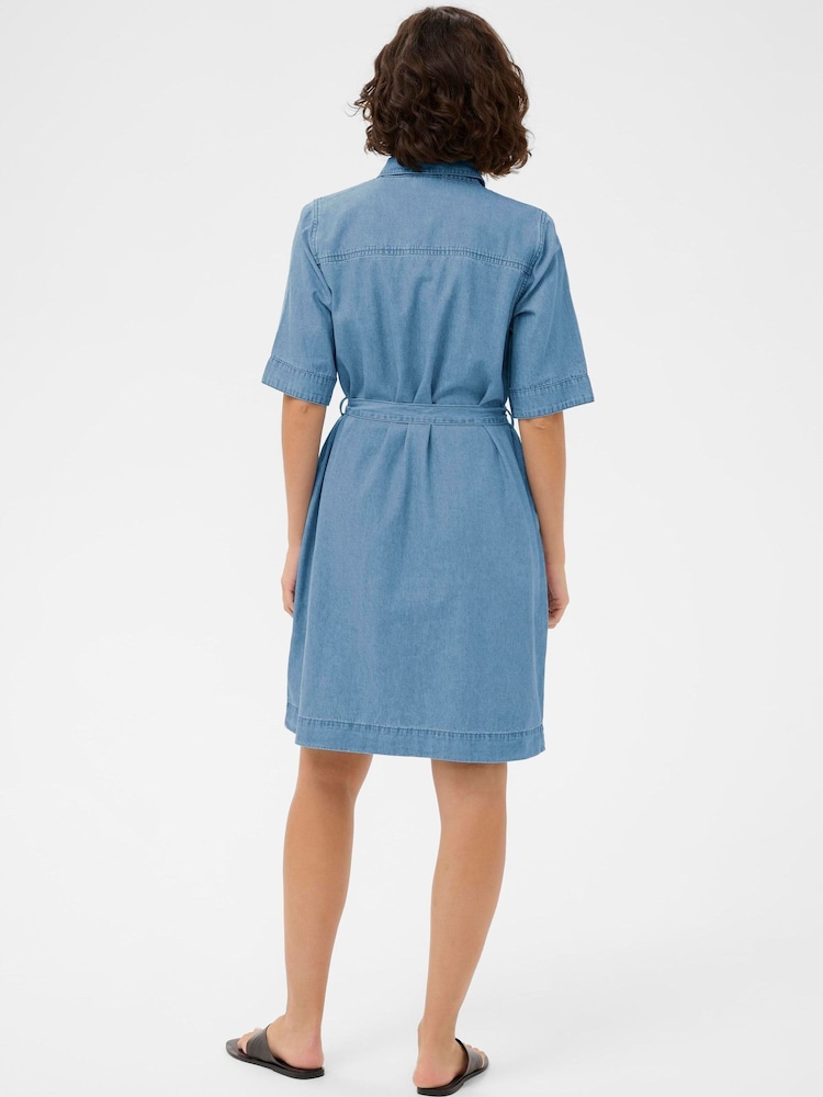 Kaffe Blue KAjade Tie-Waist Denim Shirt Dress - Image 2 of 6 Kaffe Blue KAjade Tie-Waist Denim Shirt Dress - Image 2 of 6