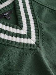 Green V-Neck Cricket Jumper With Cotton - Image 7 of 7