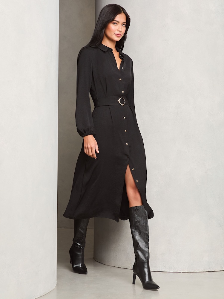 Черный - Lipsy Button Through Midi Belted Shirt Dress - Изображение 2 из 4 Черный - Lipsy Button Through Midi Belted Shirt Dress - Изображение 2 из 4