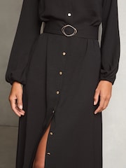Negro - Vestido camisero a media pierna abotonado con cinturón de Lipsy - Imagen 3 de 4