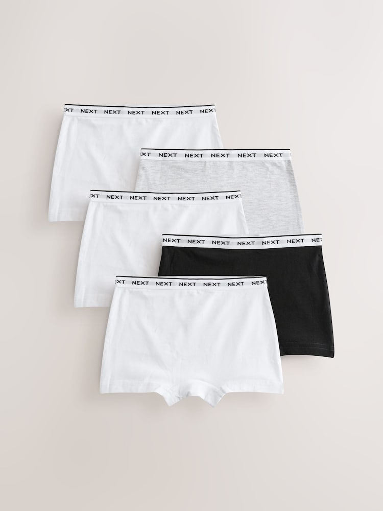 Black/White Short Briefs 5 Pack (2-16yrs) - Image 1 of 8