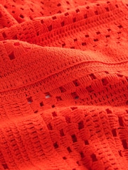 Red Bright Short Sleeve Crochet Crew Neck T-Shirt - Image 8 of 8