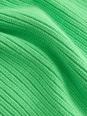 Green Bright Gingham Collared Polo Knitted 100% Cotton Jumper - Image 6 of 7