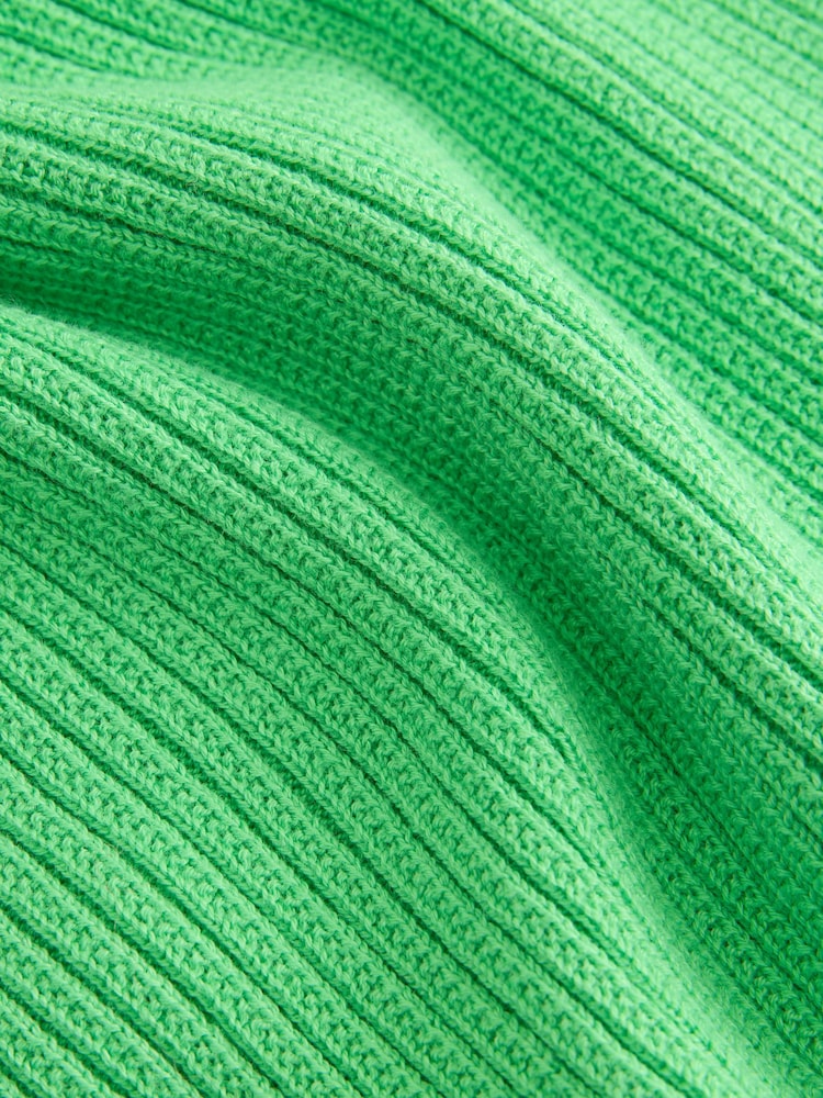 Green Bright Gingham Collared Polo Knitted 100% Cotton Jumper - Image 6 of 7