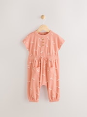 Rust Brown Floral Print Jersey Baby Romper (0mths-3yrs) - Image 1 of 6