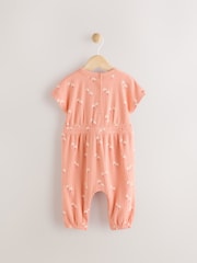Rust Brown Floral Print Jersey Baby Romper (0mths-3yrs) - Image 2 of 6