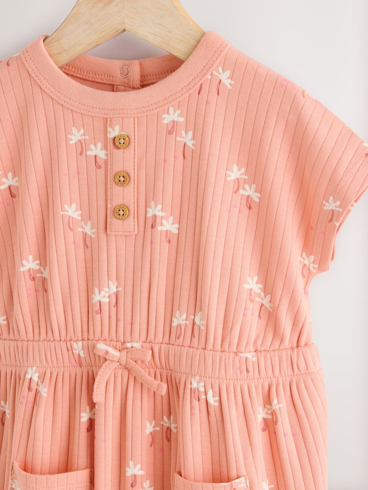 Rust Brown Floral Print Jersey Baby Romper (0mths-3yrs) - Image 3 of 6