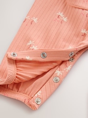 Rust Brown Floral Print Jersey Baby Romper (0mths-3yrs) - Image 5 of 6