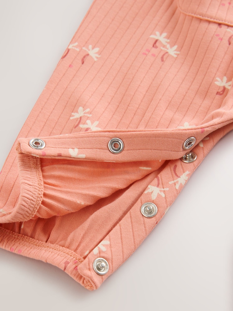 Rust Brown Floral Print Jersey Baby Romper (0mths-3yrs) - Image 5 of 6