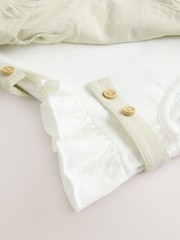Sage Green Embroidered Floral Short Sleeve 100% Cotton Bodysuit And Leg Baby Dungaree Set (0mths-2yrs) - Image 5 of 6
