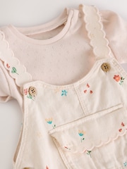 White Floral Baby Short Sleeve Bodysuit and Dungarees Set (0mths-2yrs) - Image 10 of 14