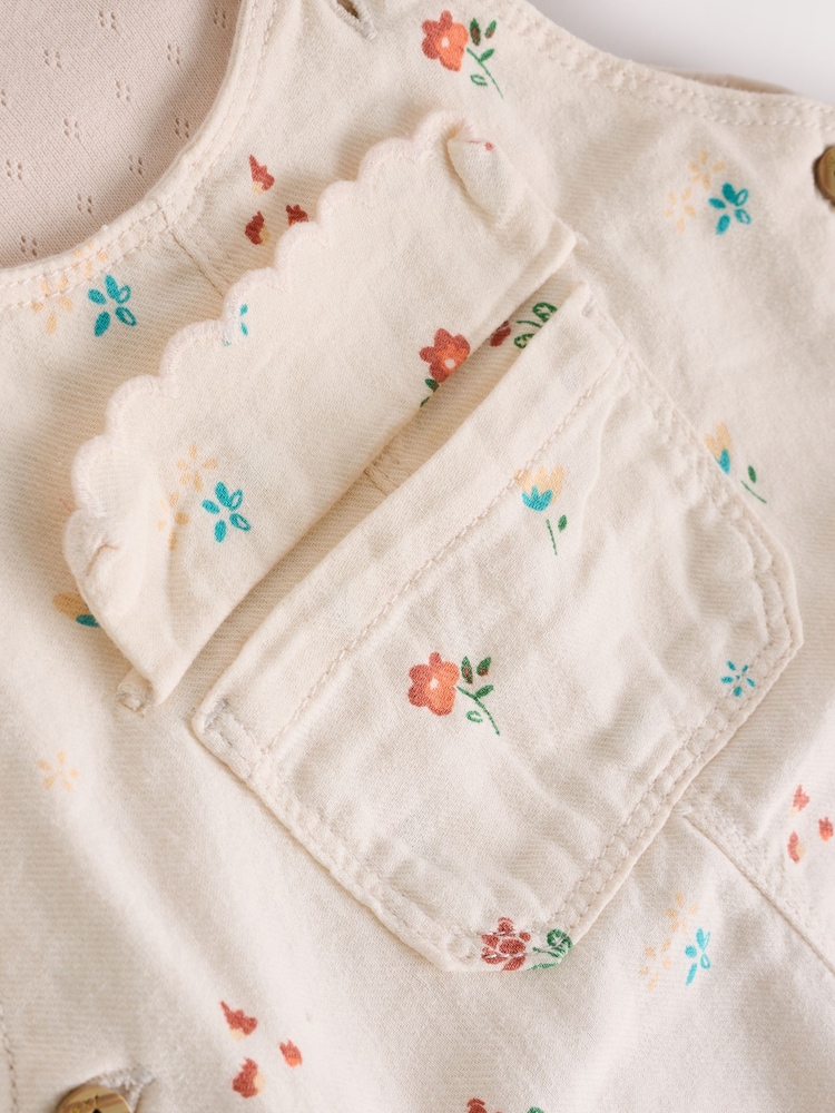 White Floral Baby Short Sleeve Bodysuit and Dungarees Set (0mths-2yrs) - Image 12 of 14