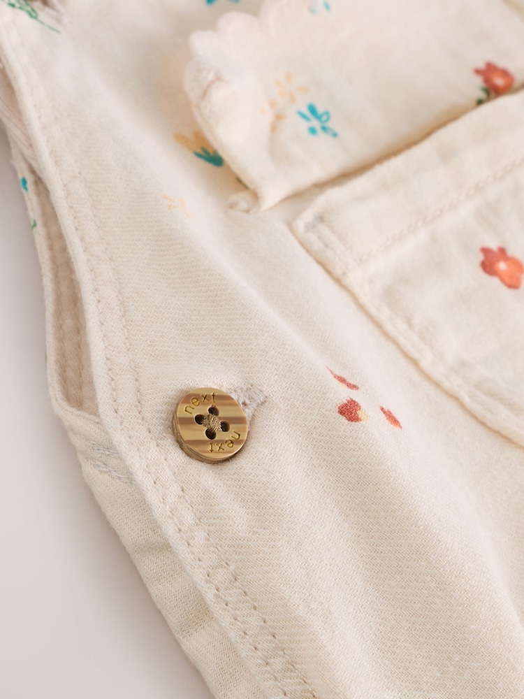 White Floral Baby Short Sleeve Bodysuit and Dungarees Set (0mths-2yrs) - Image 13 of 14