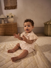 White Floral Baby Short Sleeve Bodysuit and Dungarees Set (0mths-2yrs) - Image 2 of 14