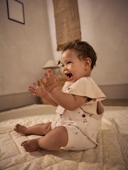 White Floral Baby Short Sleeve Bodysuit and Dungarees Set (0mths-2yrs) - Image 3 of 14