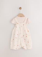 White Floral Baby Short Sleeve Bodysuit and Dungarees Set (0mths-2yrs) - Image 7 of 14