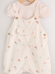 White Floral Baby Short Sleeve Bodysuit and Dungarees Set (0mths-2yrs) - Image 9 of 14